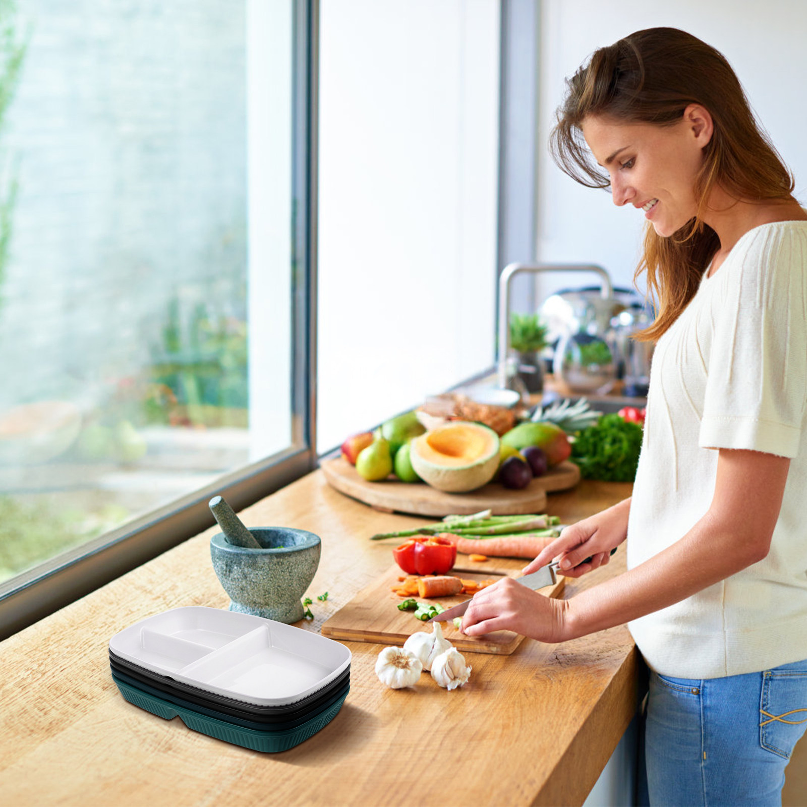 Meal Prep Diet - 5 stuks verdeelde dinerborden Portion Control