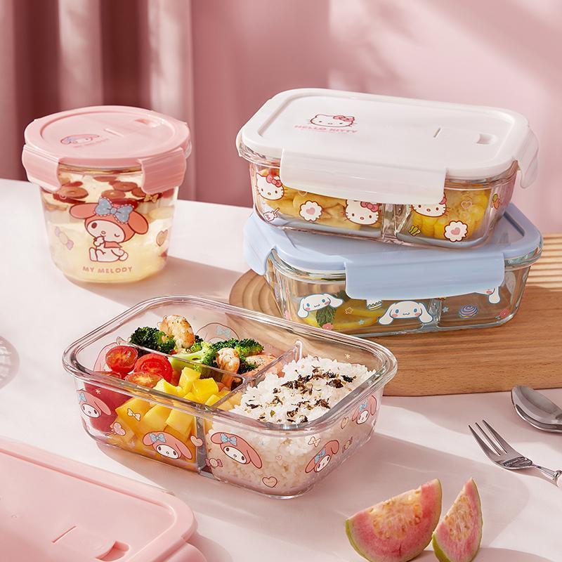 Meal Prep Glass Containers Oven Safe - Hello Kitty Geprinte Bento Box Set