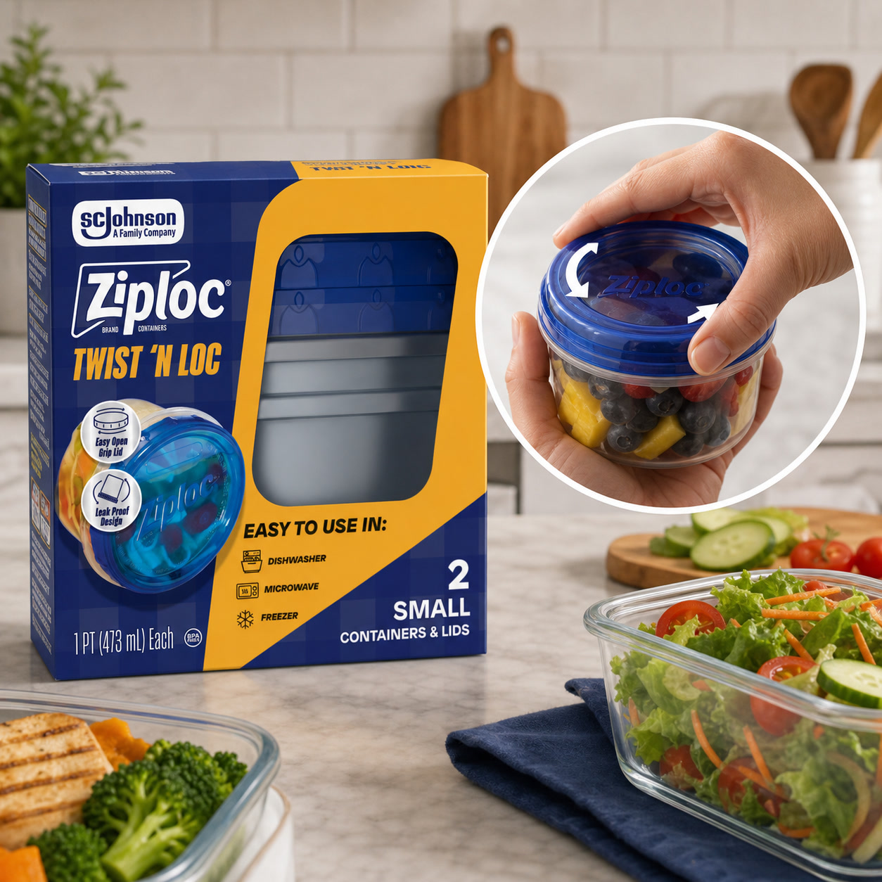 Meal Prep Container - 2-delige kleine voedselcontainers met draaislot, lekbestendige