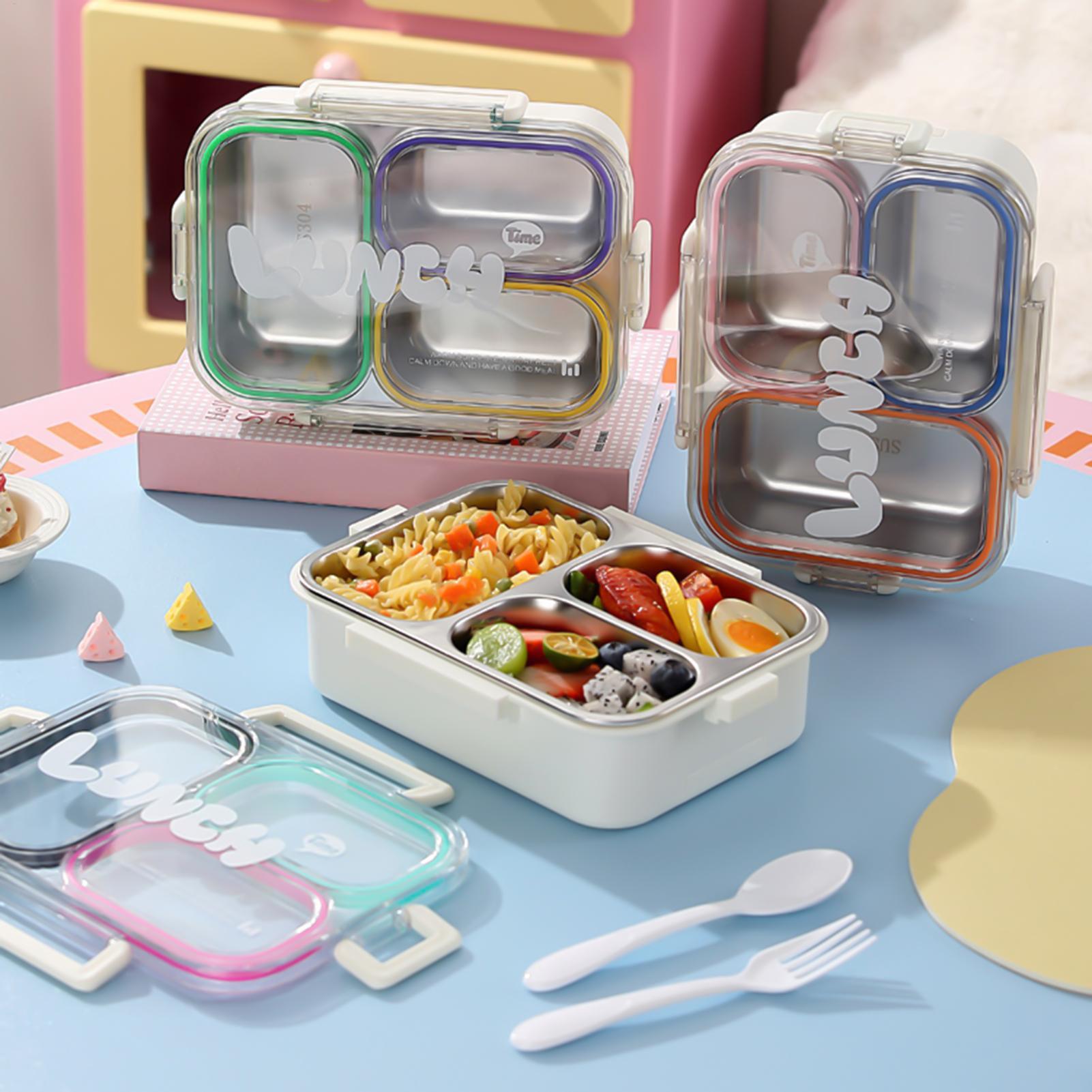 Meal Prep Lunch Boxes - Roestvrijstalen lunchbox met 3 compartimenten, voedselopslag,