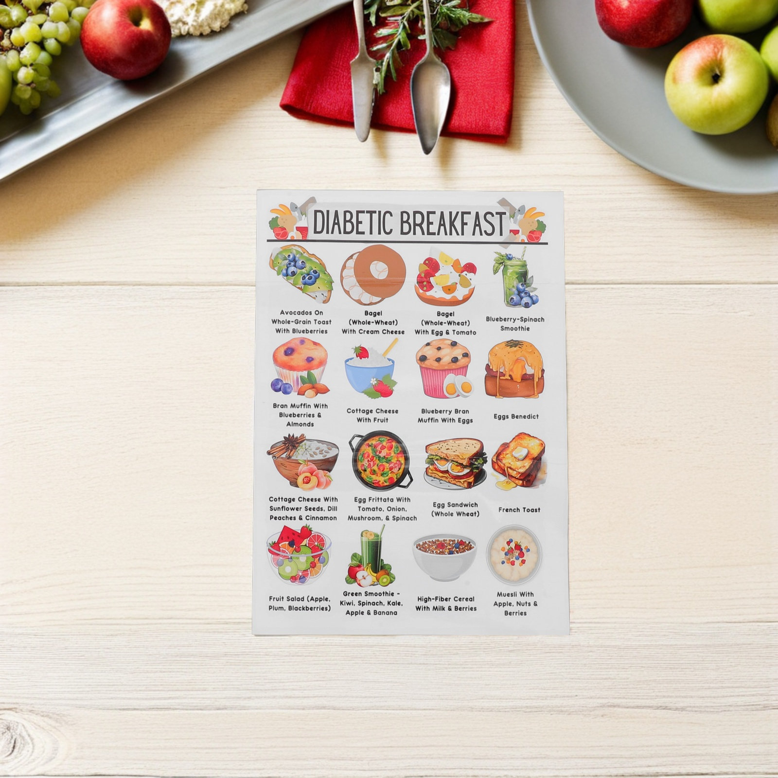 Meal Prep Diet - 3-delige set met afbeeldingen van voedingsproducten