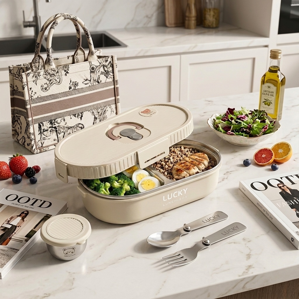 Meal Prep Lunch Boxes - Microgolfbestendige 304 roestvrijstalen bento lunchbox set,