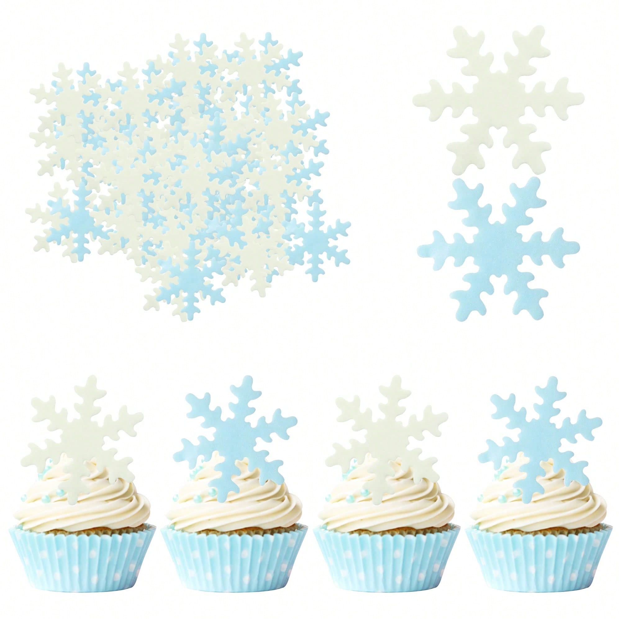 Meal Prep Frozen - 50 stuks blauw-witte cupcake toppers, cake