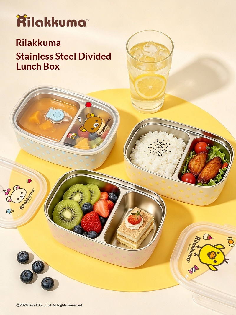 Meal Prep Lunch Boxes - Rilakkuma roestvrijstalen bento box, verdeeld, lekvrij,