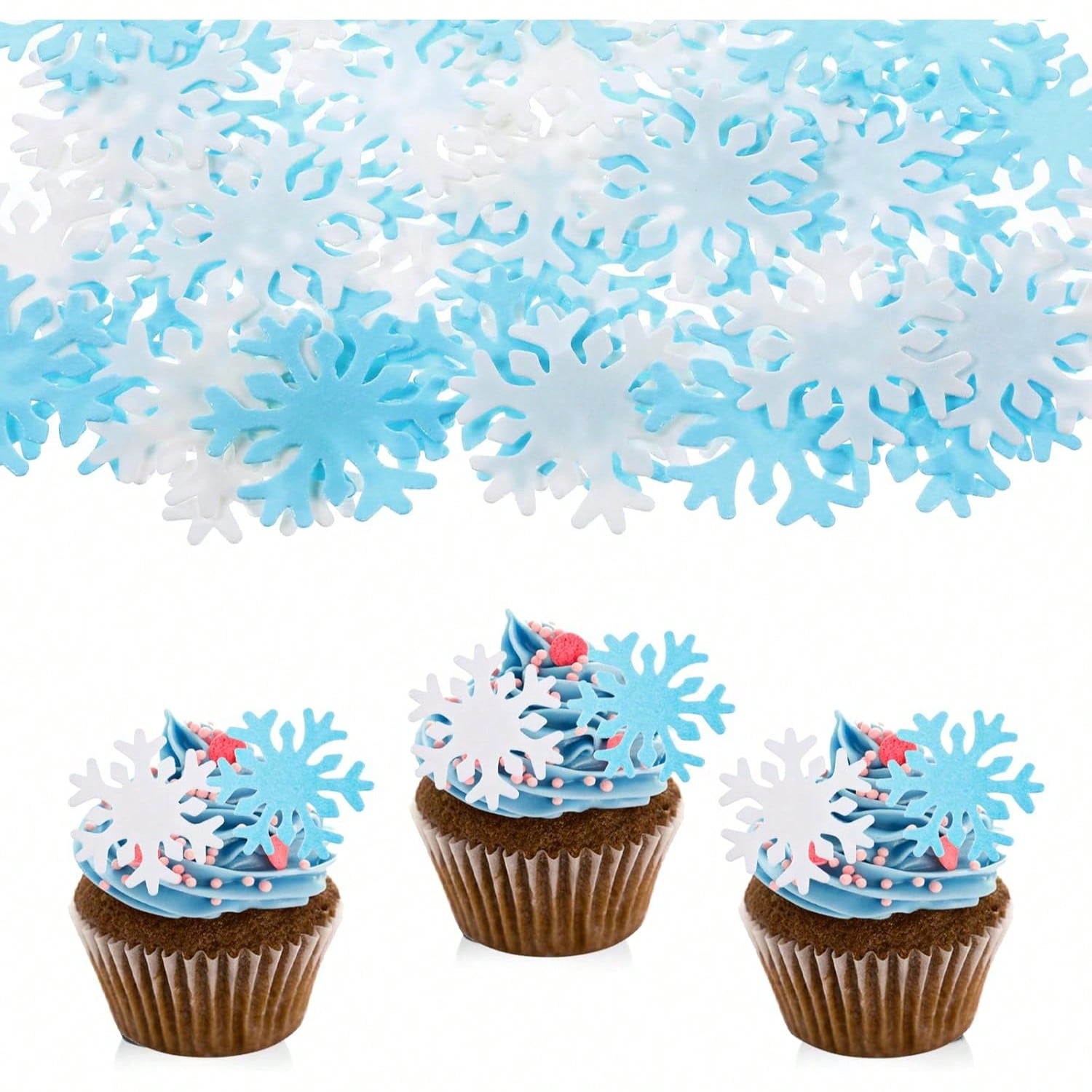 Meal Prep Frozen - 50 stuks blauw-witte cupcake toppers, cake