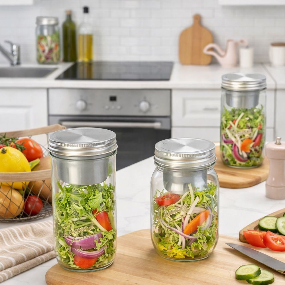 Meal Prep Weekly - 16/24 oz Salade Glazen Potten met