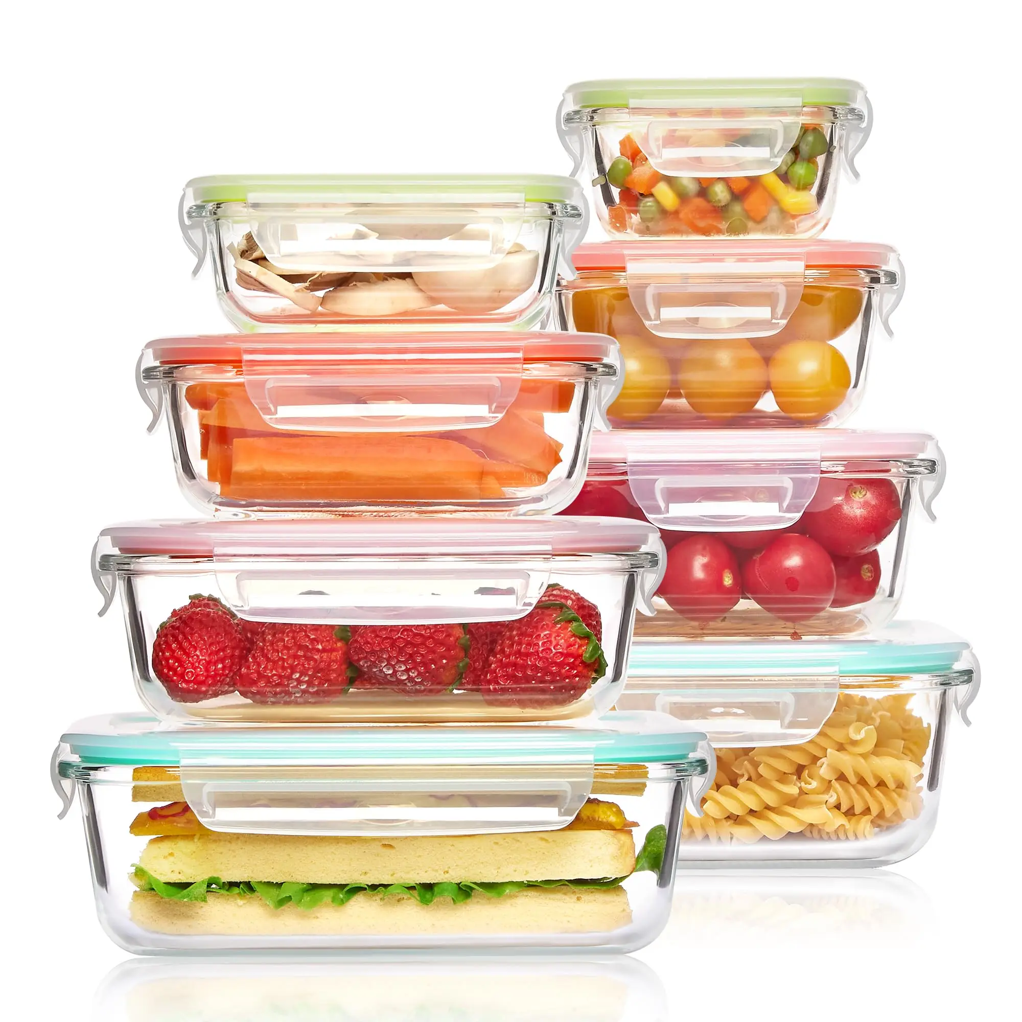 Meal Prep Glass Containers Oven Safe - Glazen lunchbox Voedselopslagcontainers, maaltijdbereiding, luchtdichte Bento