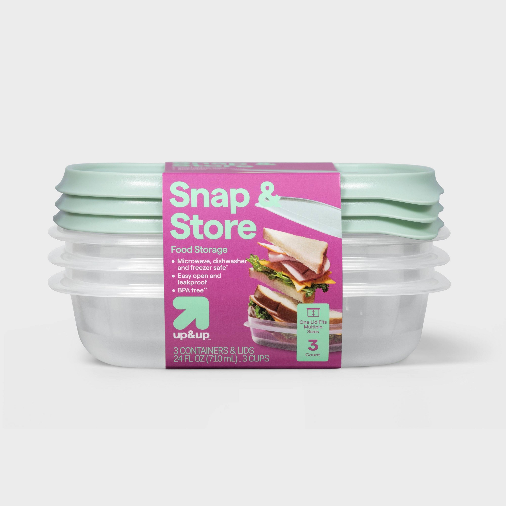 Meal Prep Container - 3-delige vierkante voedselopslagdozen met klikdeksels, doorzichtige