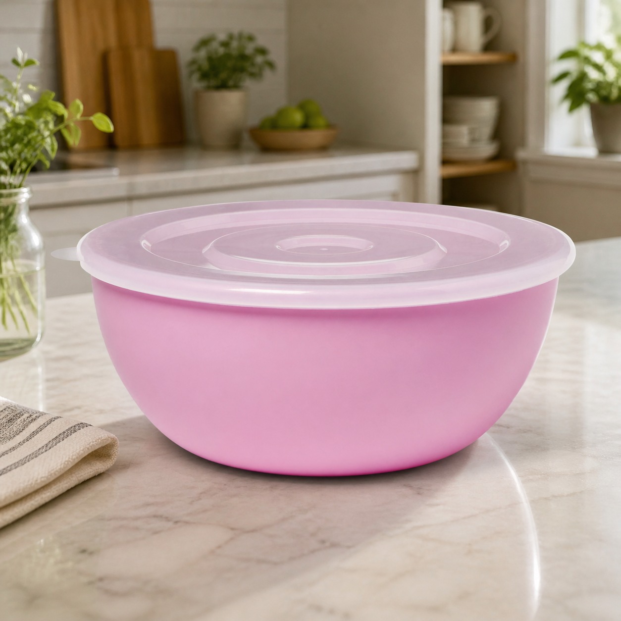 Meal Prep Food - Roze kom met bijpassend deksel, duurzame