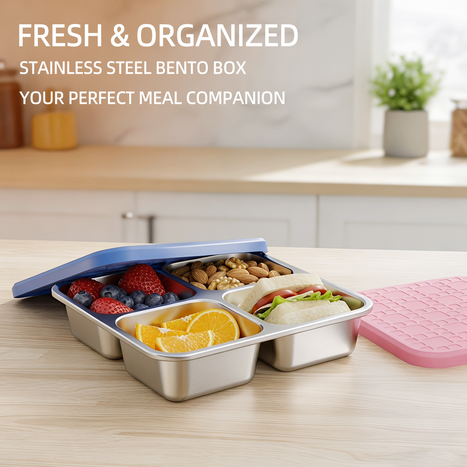 Meal Prep Container - 304 roestvrijstalen lunchbox met 4 compartimenten