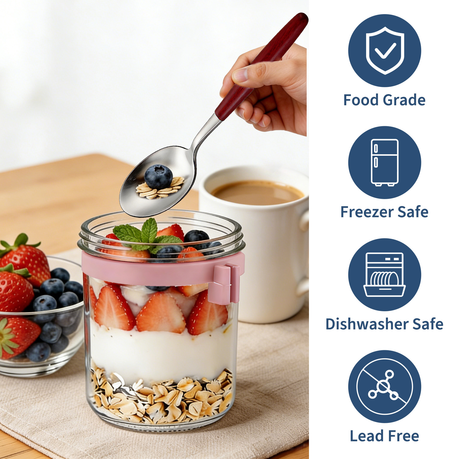 16oz Overnight Oats potten met - Meal Prep Yogurt Cups recensie en prijs