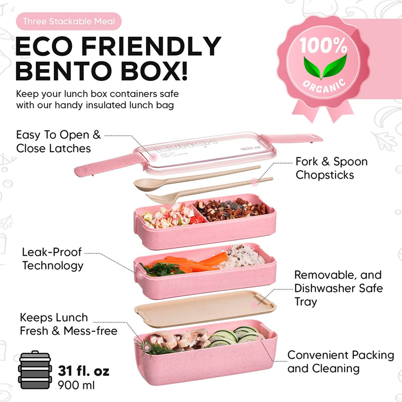 3-In-1 Compartiment Tarwe Stro - Meal Prep Lunch Boxes recensie en prijs