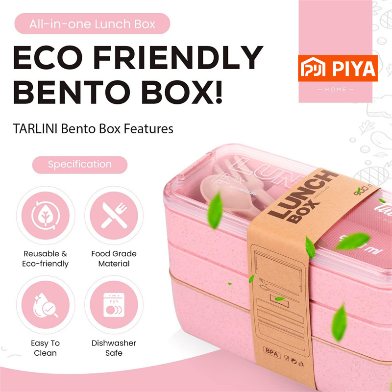 3-In-1 Compartiment Tarwe Stro - Meal Prep Lunch Boxes recensie en prijs