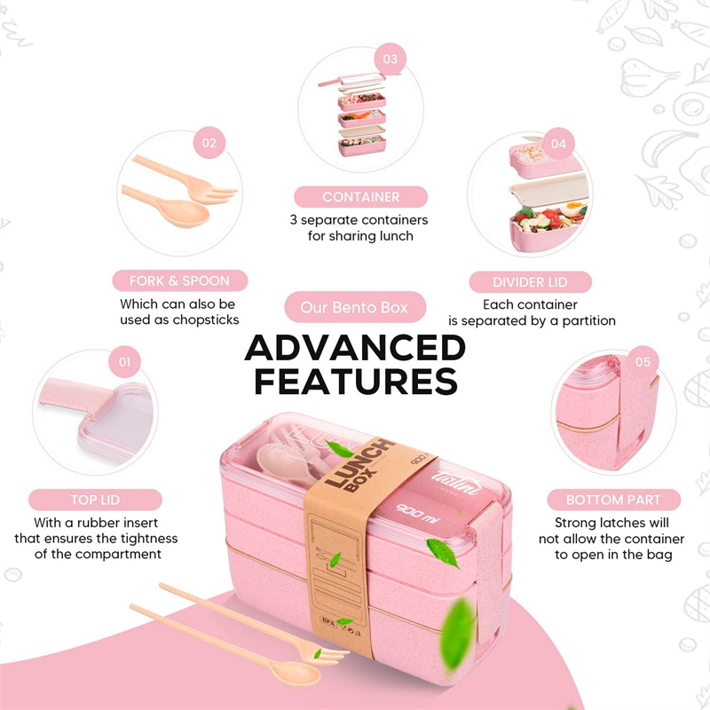 3-In-1 Compartiment Tarwe Stro - Meal Prep Lunch Boxes recensie en prijs
