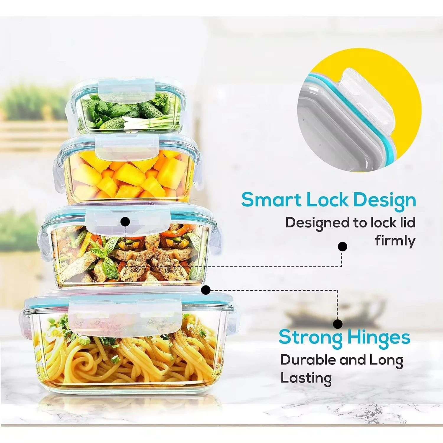 Glazen lunchbox Voedselopslagc - Meal Prep Glass Containers Oven Safe recensie en prijs
