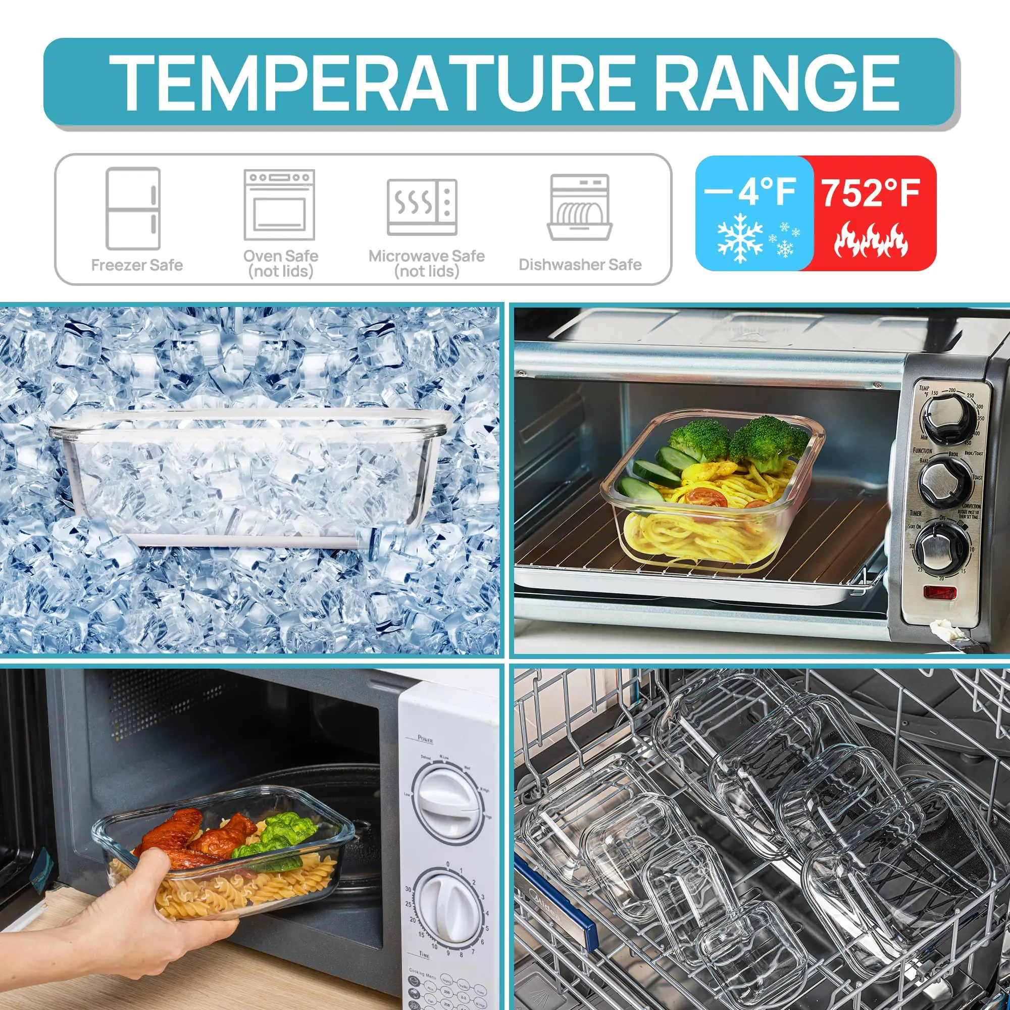 Glazen lunchbox Voedselopslagc - Meal Prep Glass Containers Oven Safe recensie en prijs